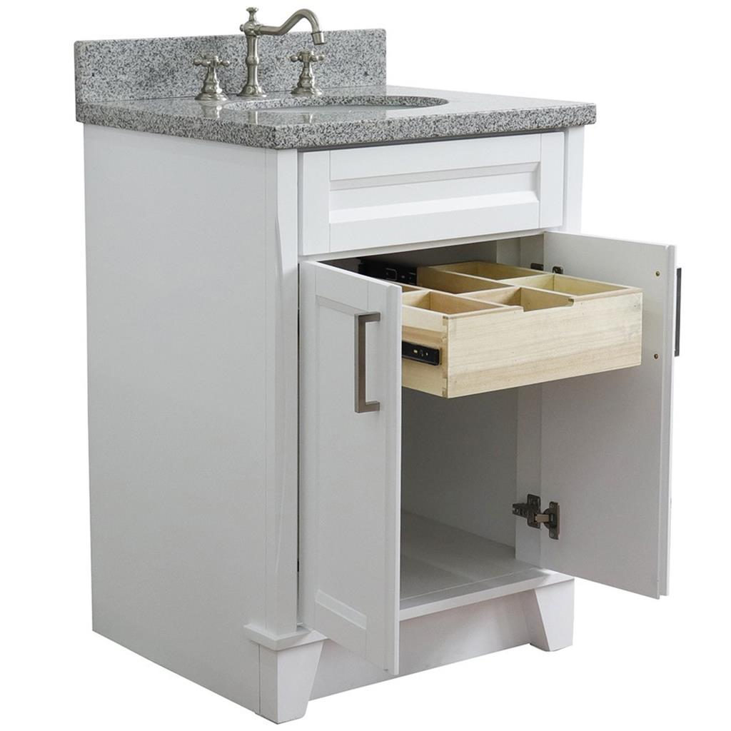 Bellaterra Home, Terni 25" White Vanity, Oval Sink, Gray Granite#top-options_gray-granite-top