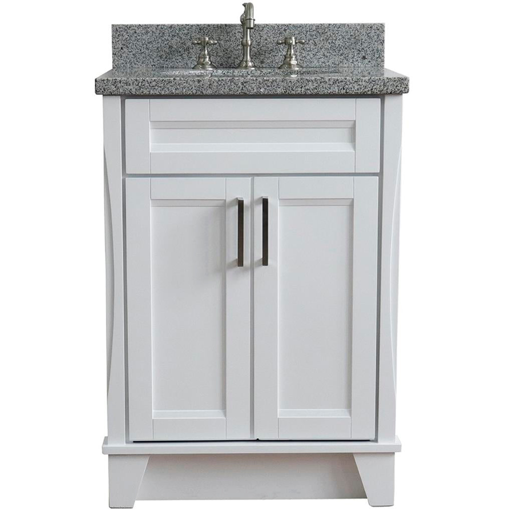 Bellaterra Home, Terni 25" White Vanity, Oval Sink, Gray Granite#top-options_gray-granite-top