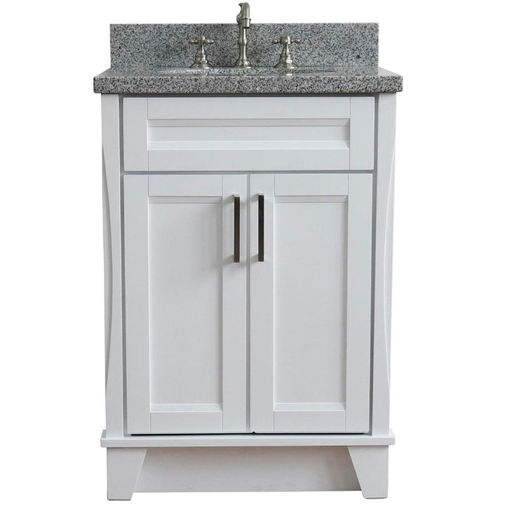 Bellaterra Home, Terni 25" White Vanity, Oval Sink, Gray Granite#top-options_gray-granite-top