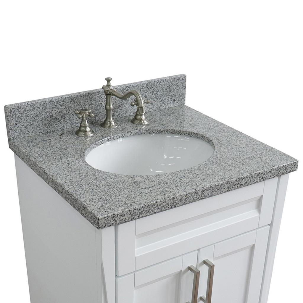 Bellaterra Home, Terni 25" White Vanity, Oval Sink, Gray Granite#top-options_gray-granite-top