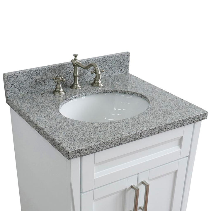 Bellaterra Home, Terni 25" White Vanity, Oval Sink, Gray Granite#top-options_gray-granite-top