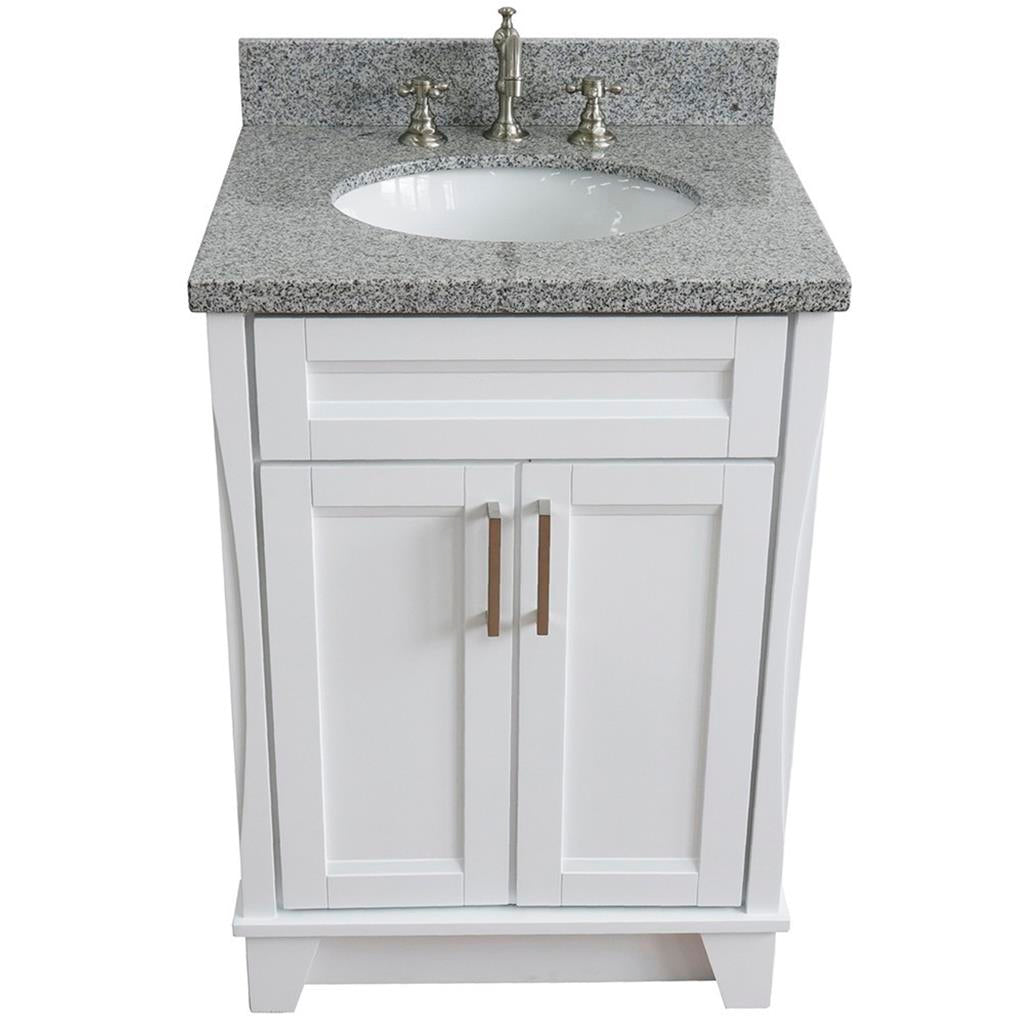 Bellaterra Home, Terni 25" White Vanity, Oval Sink, Gray Granite#top-options_gray-granite-top