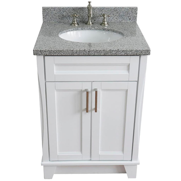 Bellaterra Home, Terni 25" White Vanity, Oval Sink, Gray Granite#top-options_gray-granite-top
