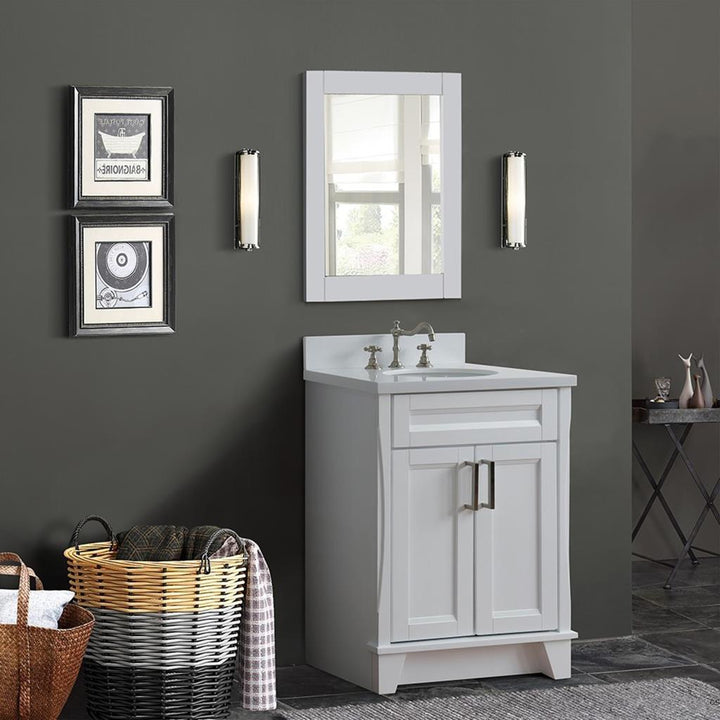 Bellaterra Home, Terni 25" White Vanity, Oval Sink, White Quartz#top-options_white-quartz-top