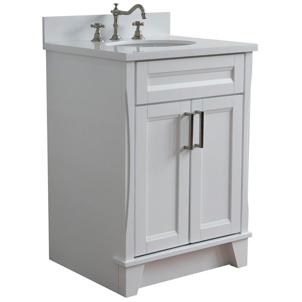 Bellaterra Home, Terni 25" White Vanity, Oval Sink, White Quartz#top-options_white-quartz-top