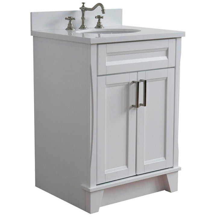 Bellaterra Home, Terni 25" White Vanity, Oval Sink, White Quartz#top-options_white-quartz-top