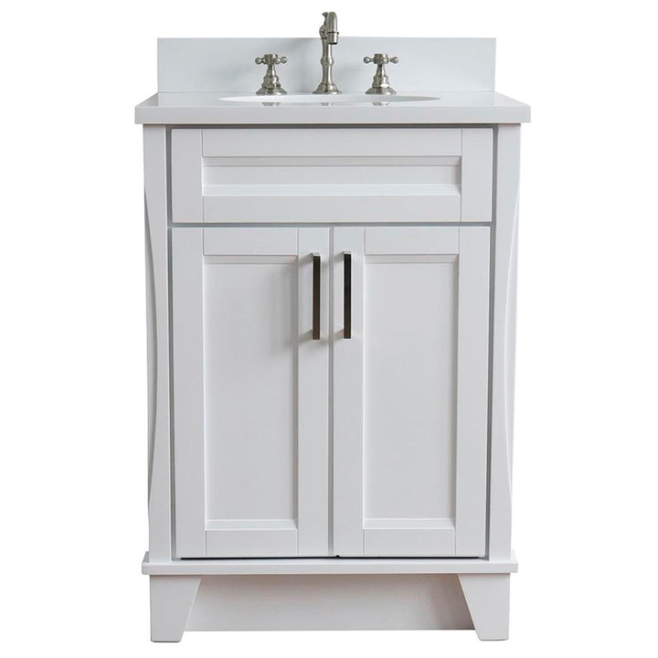Bellaterra Home, Terni 25" White Vanity, Oval Sink, White Quartz#top-options_white-quartz-top