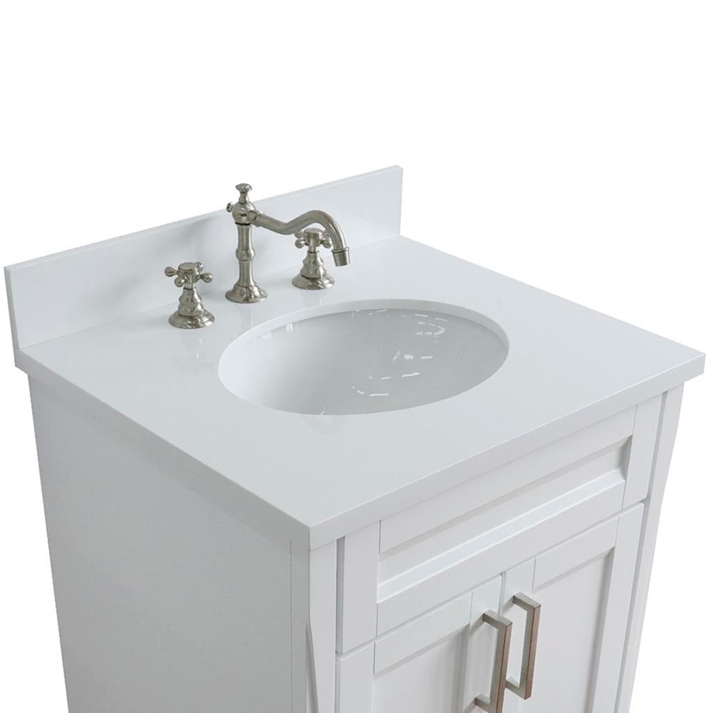 Bellaterra Home, Terni 25" White Vanity, Oval Sink, White Quartz#top-options_white-quartz-top
