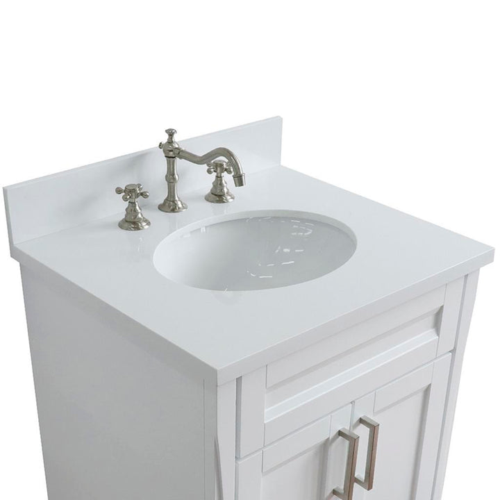 Bellaterra Home, Terni 25" White Vanity, Oval Sink, White Quartz#top-options_white-quartz-top
