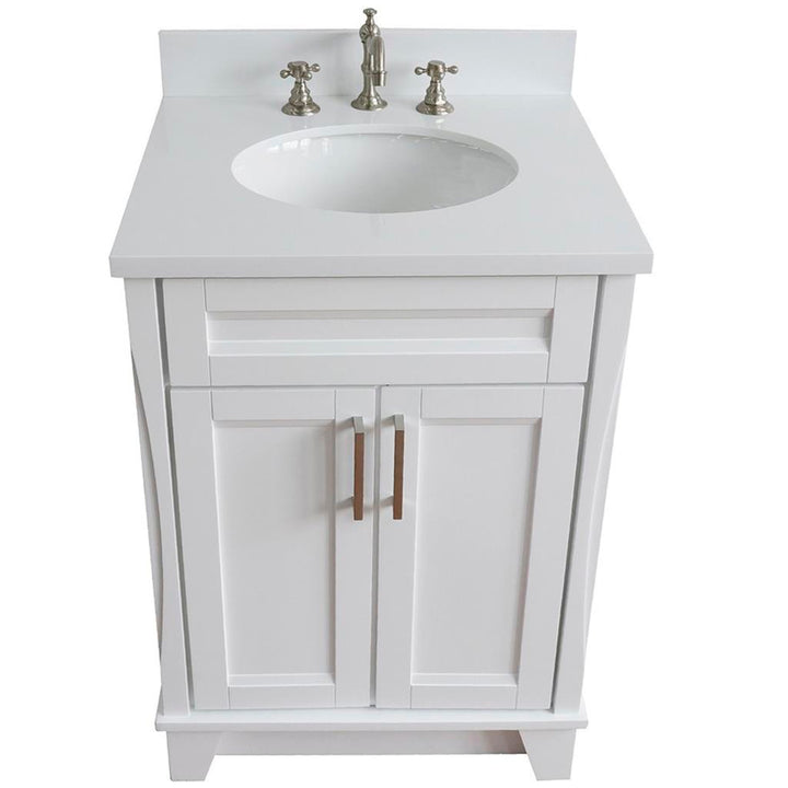Bellaterra Home, Terni 25" White Vanity, Oval Sink, White Quartz#top-options_white-quartz-top