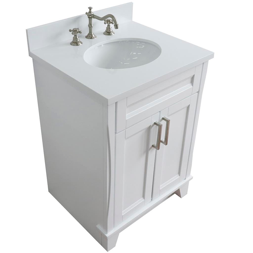 Bellaterra Home, Terni 25" White Vanity, Oval Sink, White Quartz#top-options_white-quartz-top
