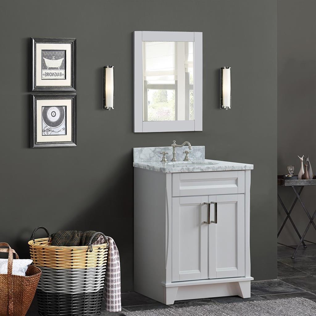 Bellaterra Home, Terni 25" White Vanity, Oval Sink, White Carrara Marble#top-options_white-carrara-marble-top