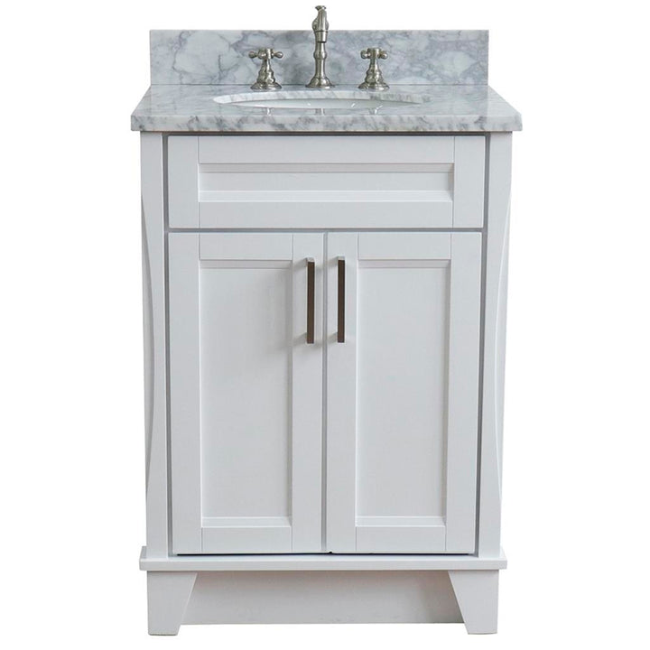 Bellaterra Home, Terni 25" White Vanity, Oval Sink, White Carrara Marble#top-options_white-carrara-marble-top