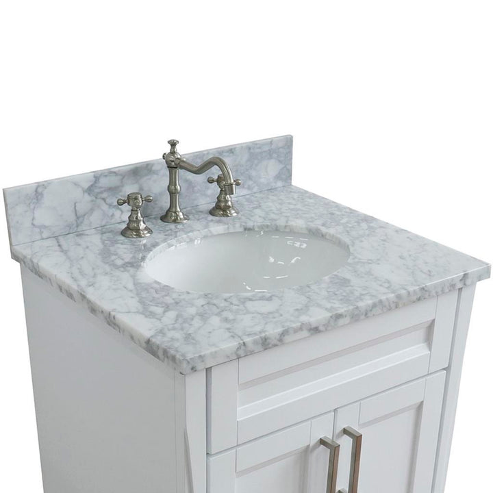 Bellaterra Home, Terni 25" White Vanity, Oval Sink, White Carrara Marble#top-options_white-carrara-marble-top