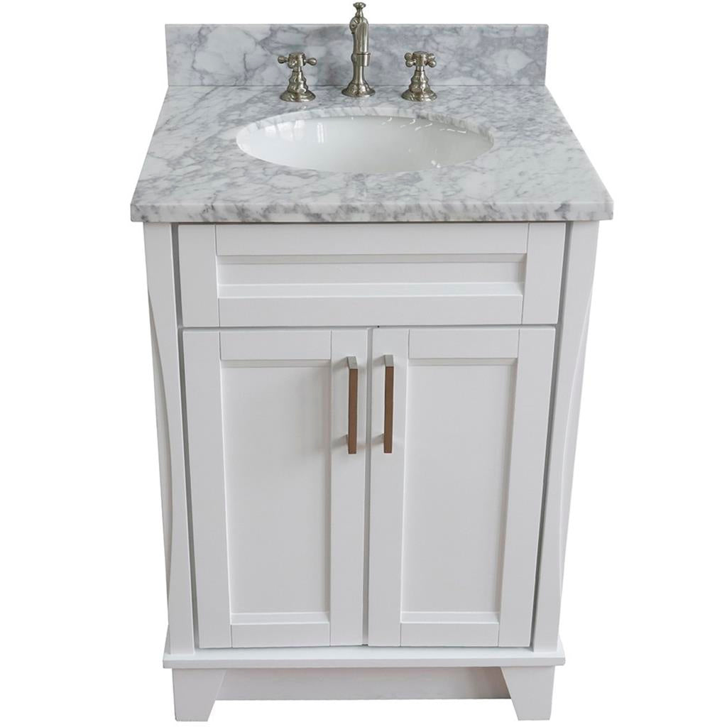 Bellaterra Home, Terni 25" White Vanity, Oval Sink, White Carrara Marble#top-options_white-carrara-marble-top