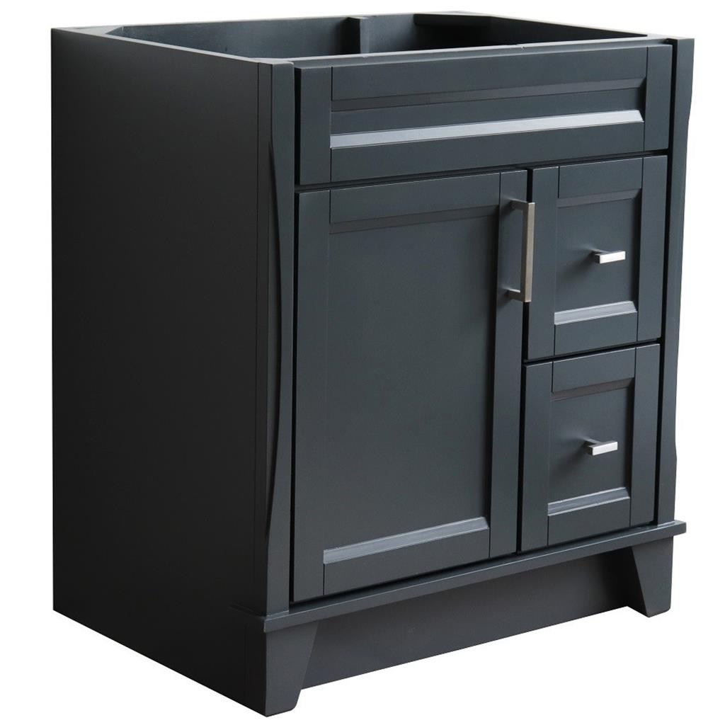 Bellaterra Home, Terni 30" Dark Gray Vanity, Cabinet Only, Cabinet Only (No Top)#top-options_cabinet-only-(no-top)-top