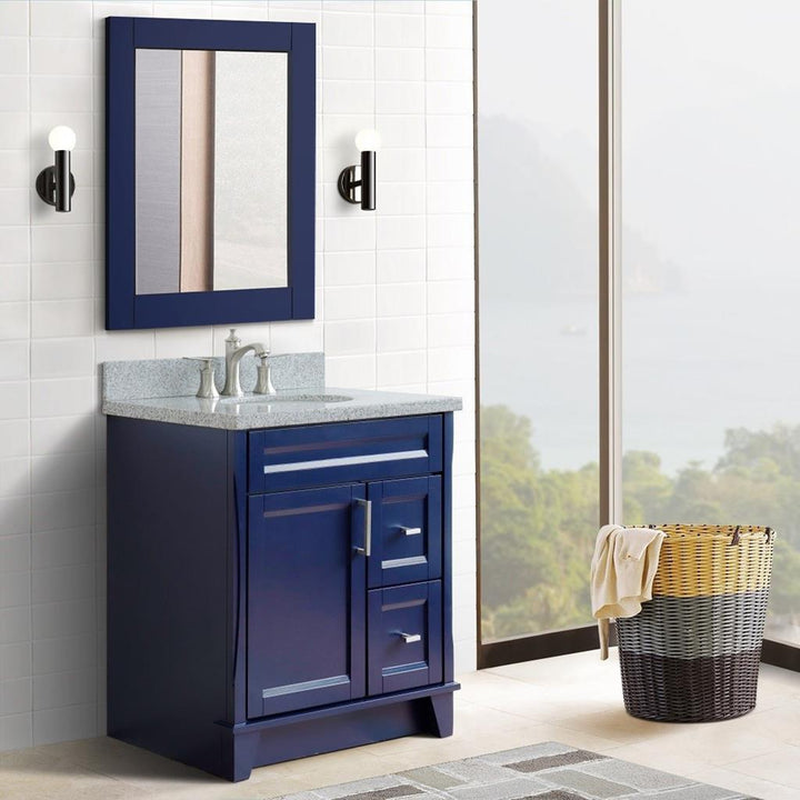 Bellaterra Home, Terni 31" Blue Vanity, Oval Sink, Gray Granite#top-options_gray-granite-top