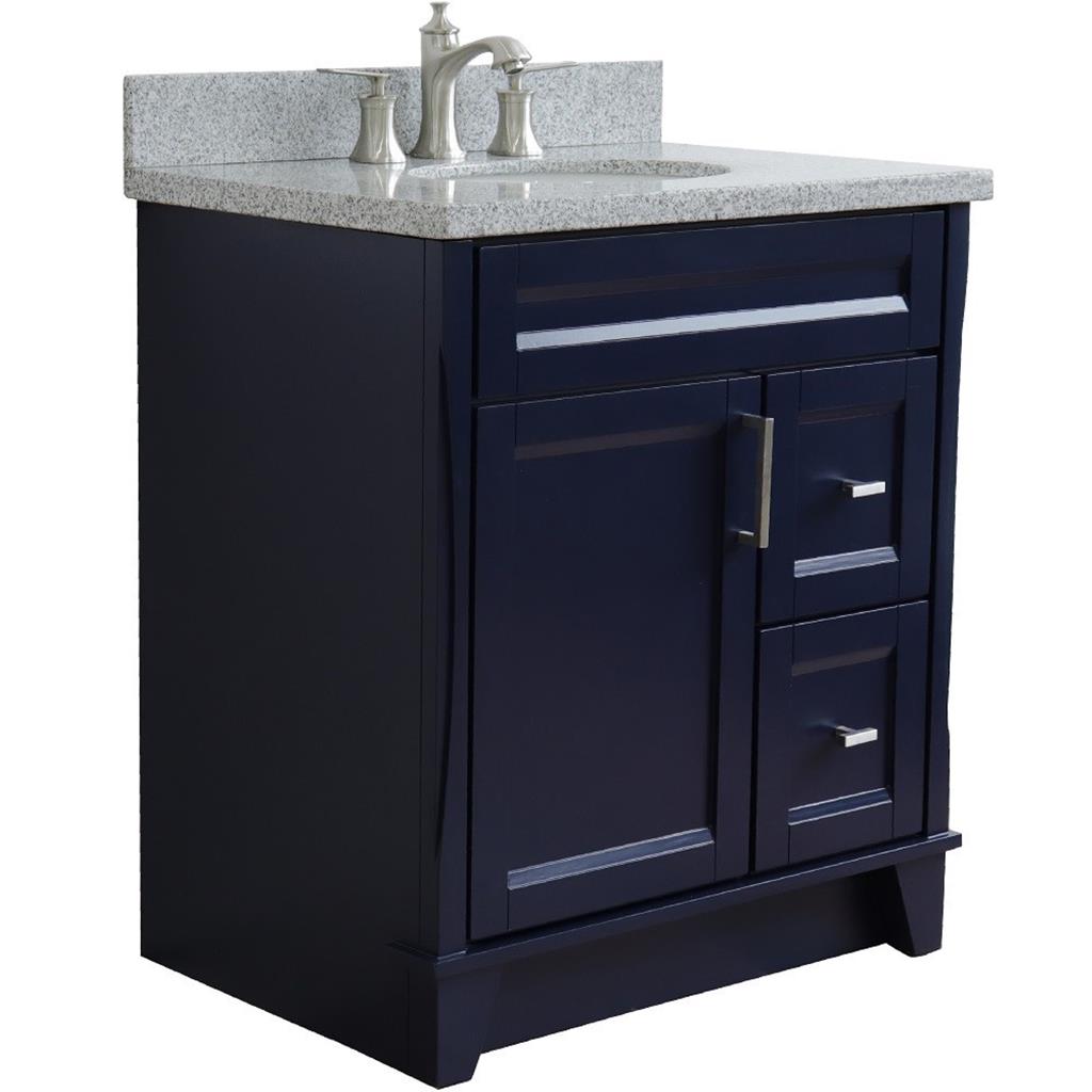 Bellaterra Home, Terni 31" Blue Vanity, Oval Sink, Gray Granite#top-options_gray-granite-top