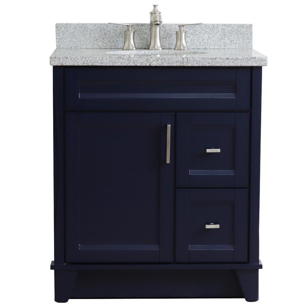 Bellaterra Home, Terni 31" Blue Vanity, Oval Sink, Gray Granite#top-options_gray-granite-top