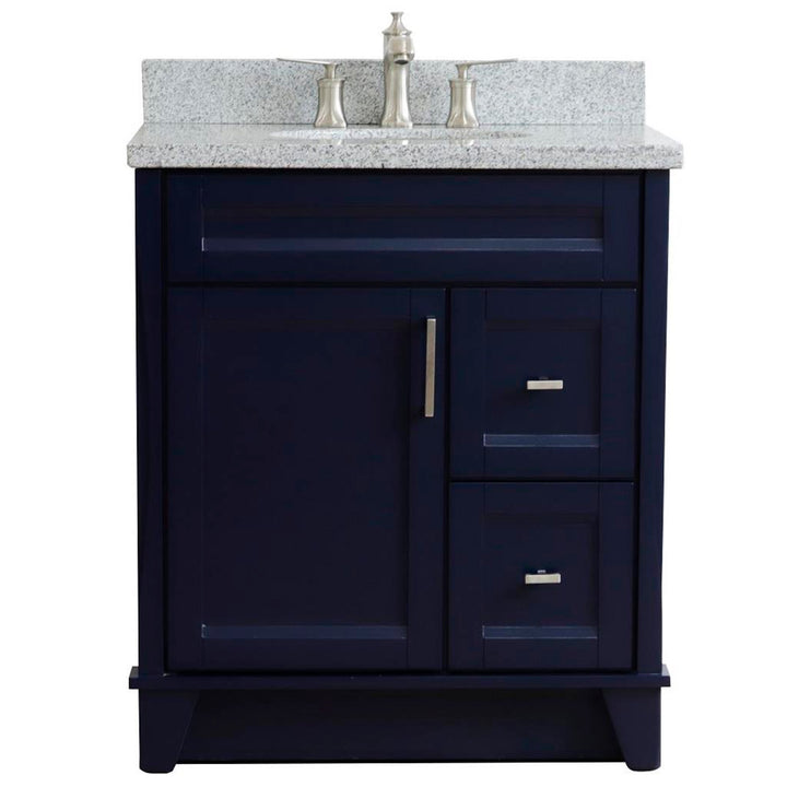 Bellaterra Home, Terni 31" Blue Vanity, Oval Sink, Gray Granite#top-options_gray-granite-top