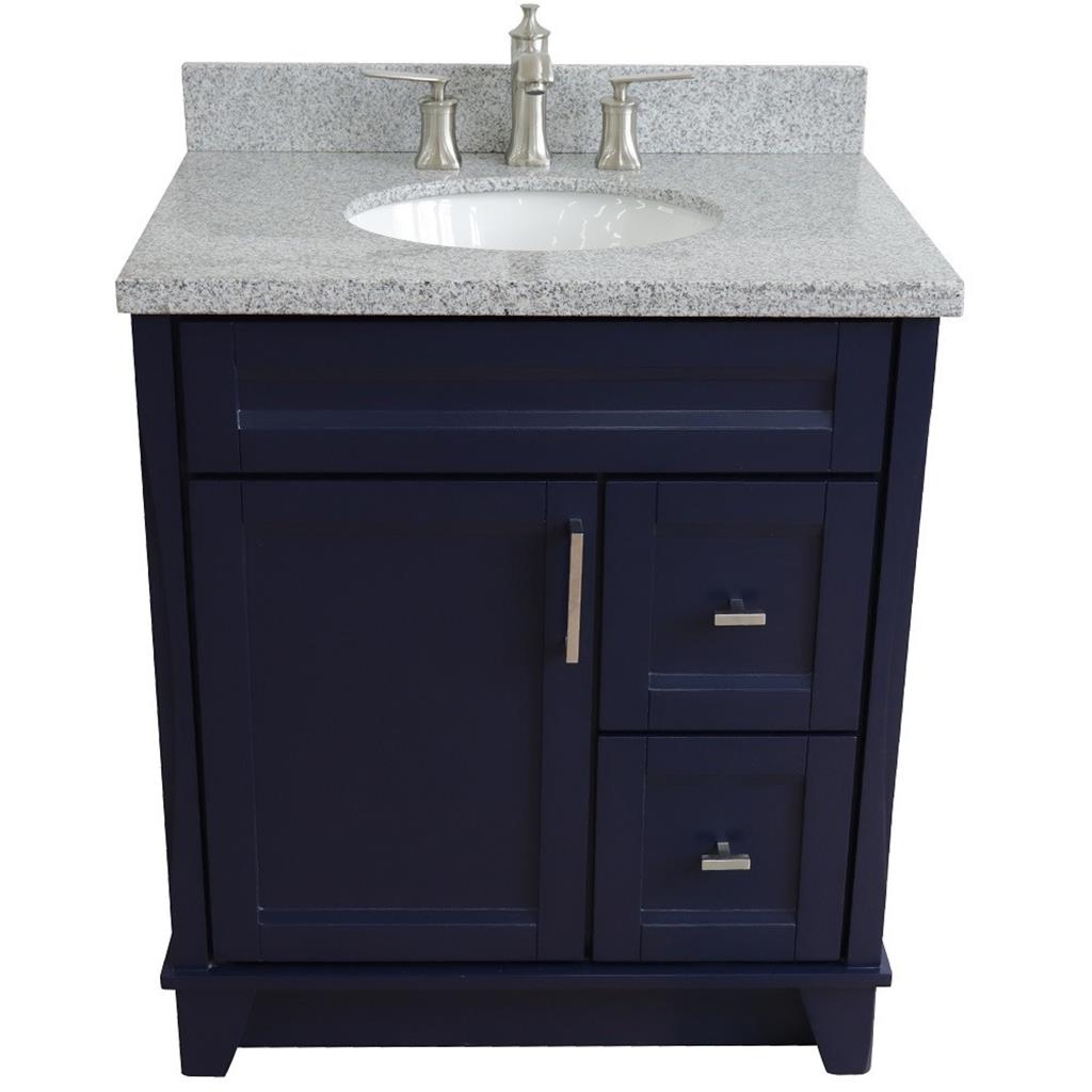 Bellaterra Home, Terni 31" Blue Vanity, Oval Sink, Gray Granite#top-options_gray-granite-top