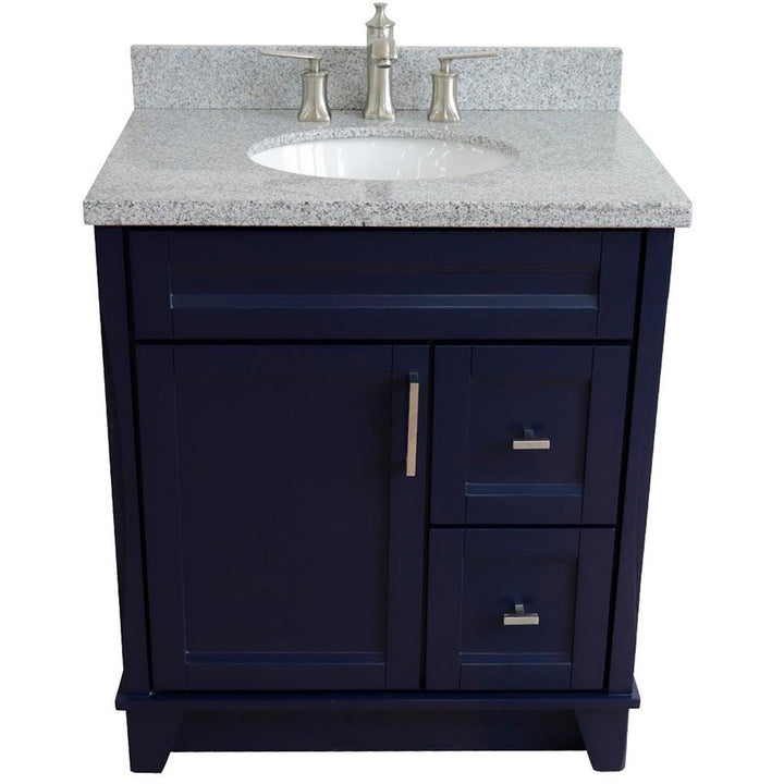Bellaterra Home, Terni 31" Blue Vanity, Oval Sink, Gray Granite#top-options_gray-granite-top