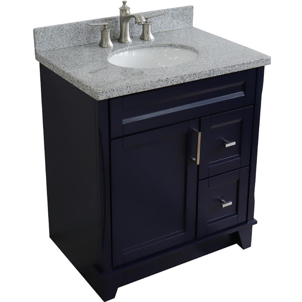 Bellaterra Home, Terni 31" Blue Vanity, Oval Sink, Gray Granite#top-options_gray-granite-top