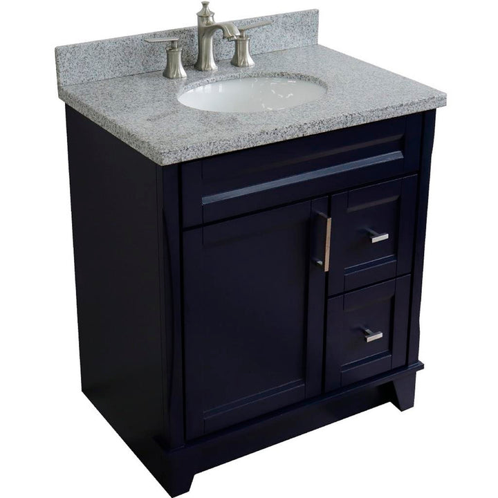 Bellaterra Home, Terni 31" Blue Vanity, Oval Sink, Gray Granite#top-options_gray-granite-top