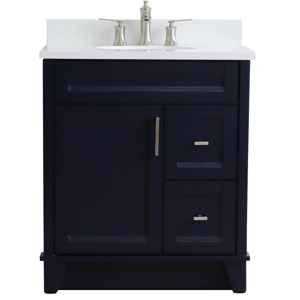 Bellaterra Home, Terni 31" Blue Vanity, Oval Sink, White Quartz#top-options_white-quartz-top