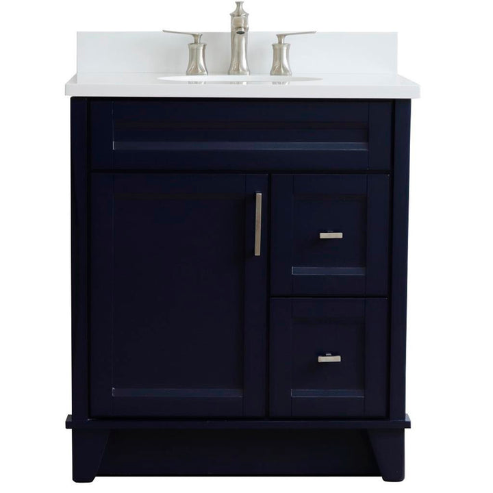 Bellaterra Home, Terni 31" Blue Vanity, Oval Sink, White Quartz#top-options_white-quartz-top