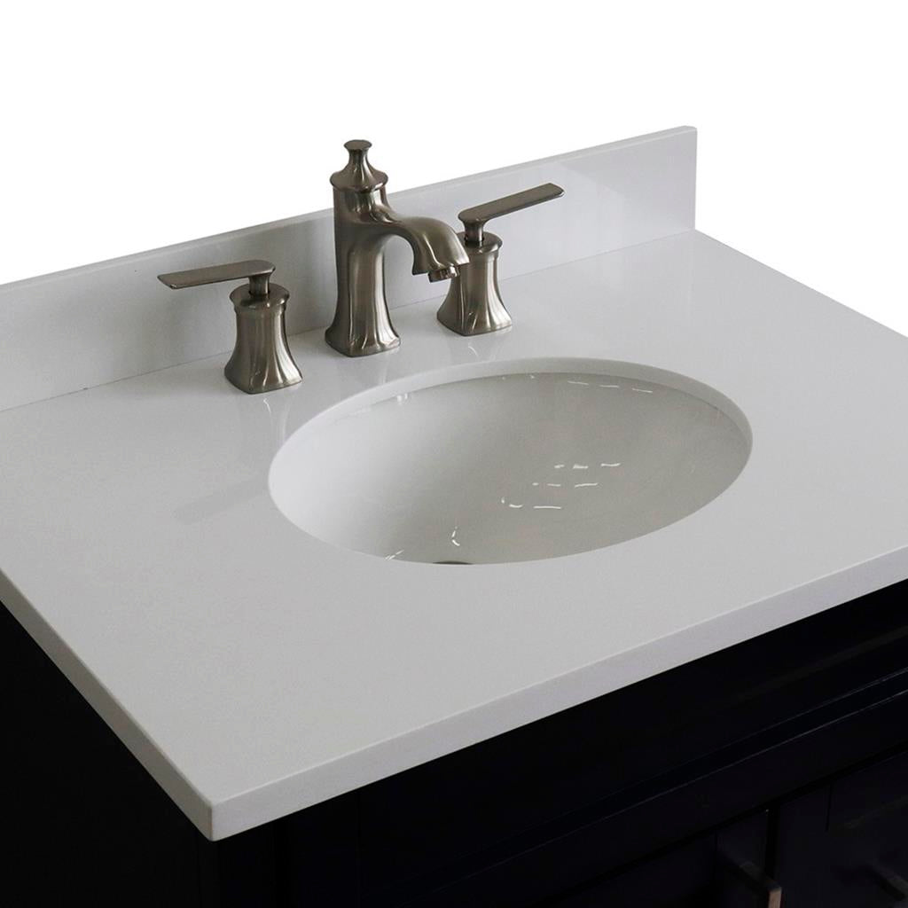 Bellaterra Home, Terni 31" Blue Vanity, Oval Sink, White Quartz#top-options_white-quartz-top