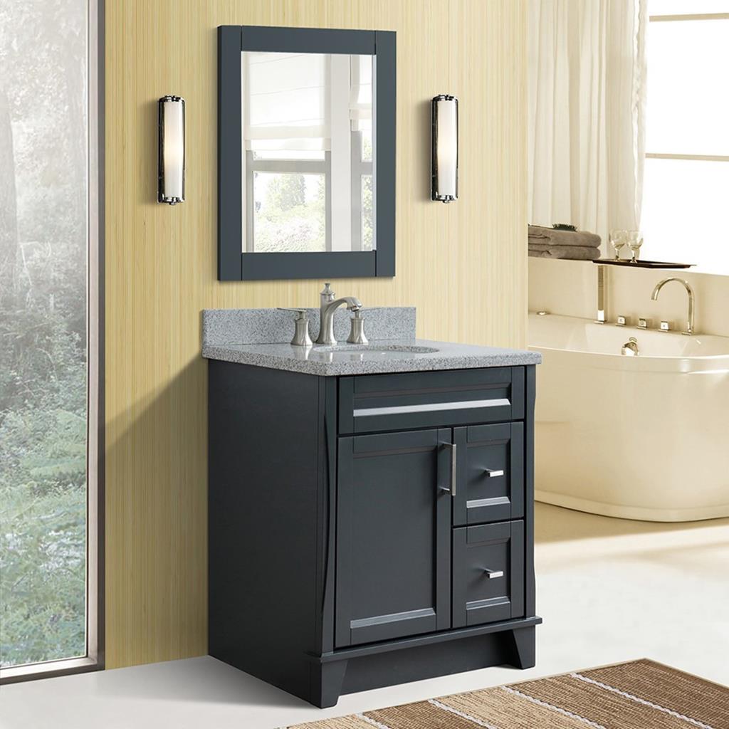 Bellaterra Home, Terni 31" Dark Gray Vanity, Oval Sink, Gray Granite#top-options_gray-granite-top