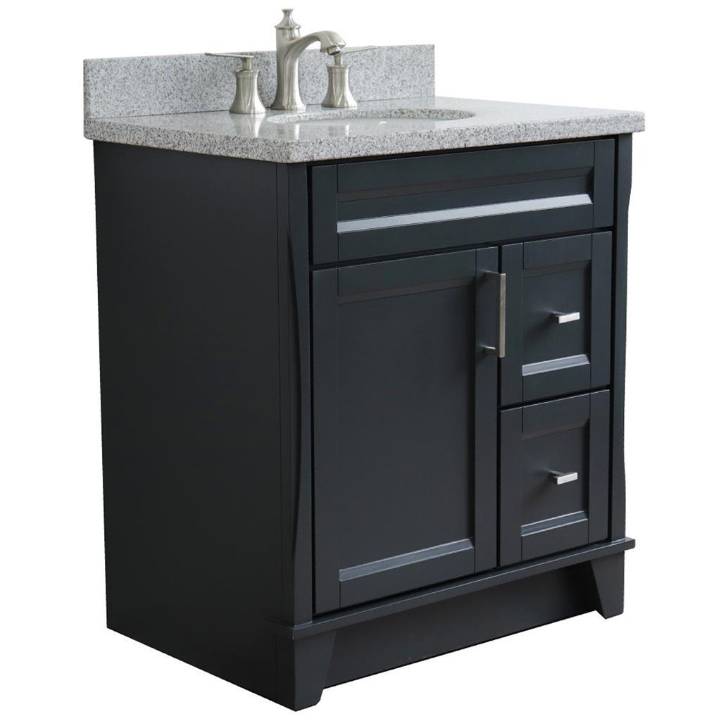 Bellaterra Home, Terni 31" Dark Gray Vanity, Oval Sink, Gray Granite#top-options_gray-granite-top
