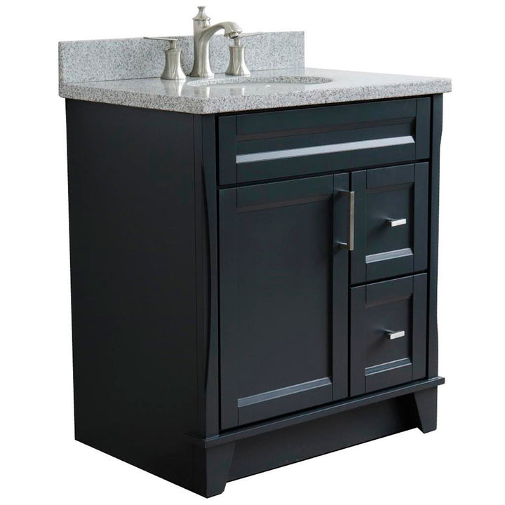 Bellaterra Home, Terni 31" Dark Gray Vanity, Oval Sink, Gray Granite#top-options_gray-granite-top