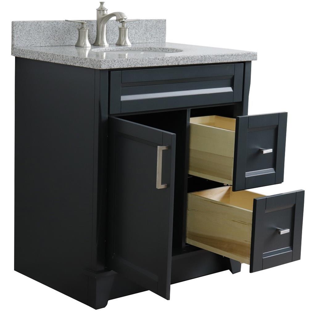 Bellaterra Home, Terni 31" Dark Gray Vanity, Oval Sink, Gray Granite#top-options_gray-granite-top