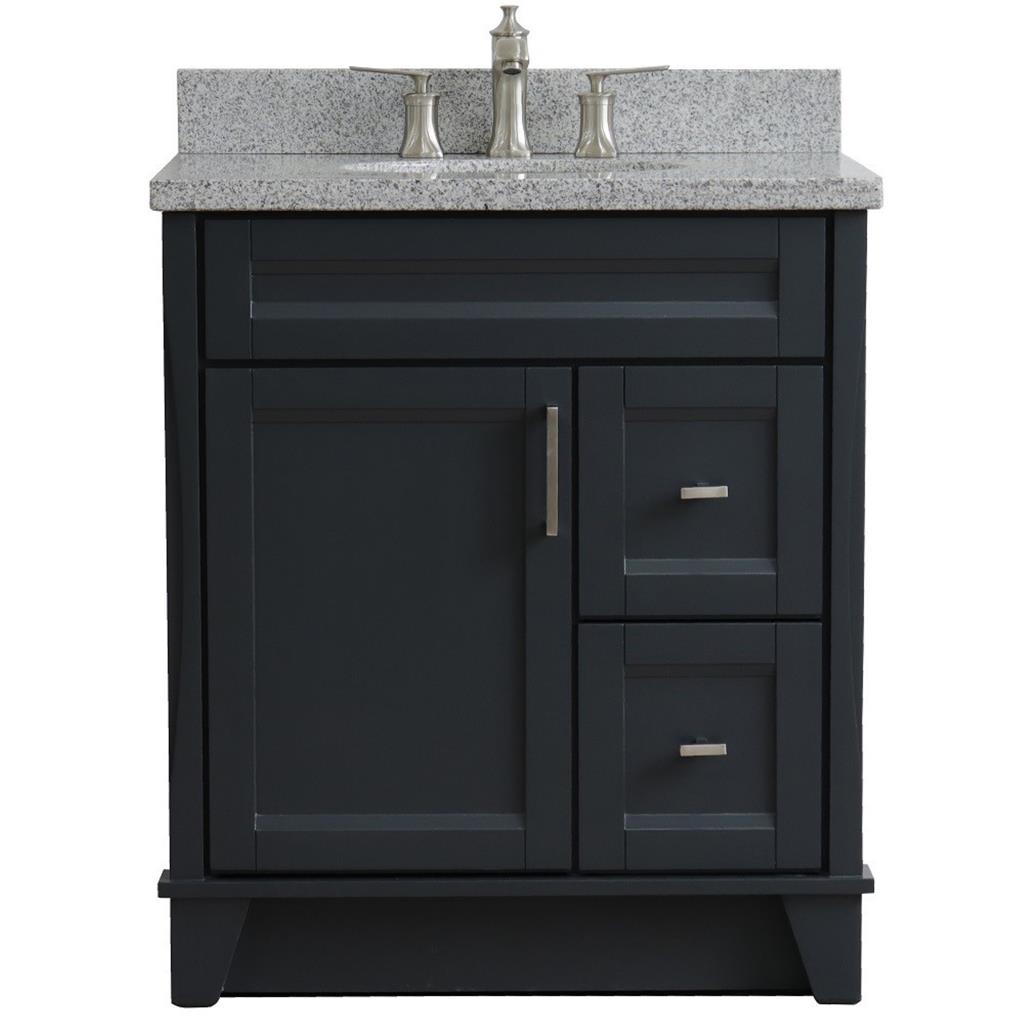 Bellaterra Home, Terni 31" Dark Gray Vanity, Oval Sink, Gray Granite#top-options_gray-granite-top