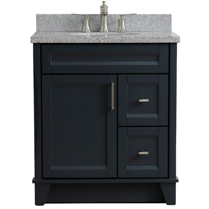 Bellaterra Home, Terni 31" Dark Gray Vanity, Oval Sink, Gray Granite#top-options_gray-granite-top