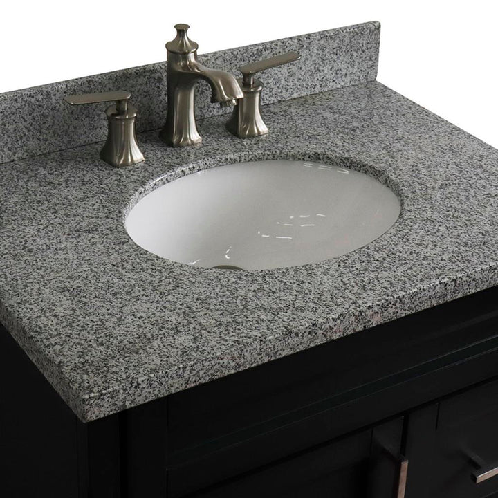 Bellaterra Home, Terni 31" Dark Gray Vanity, Oval Sink, Gray Granite#top-options_gray-granite-top