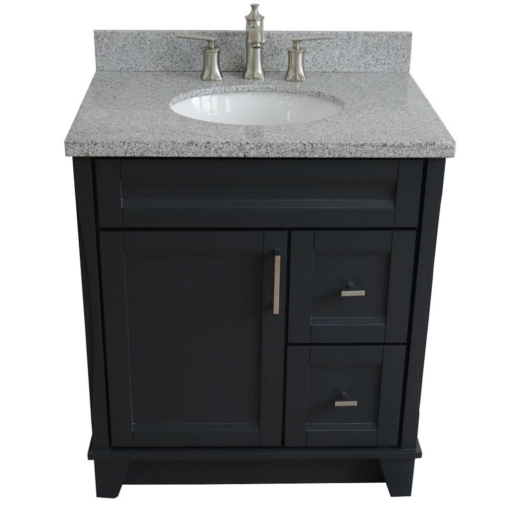 Bellaterra Home, Terni 31" Dark Gray Vanity, Oval Sink, Gray Granite#top-options_gray-granite-top