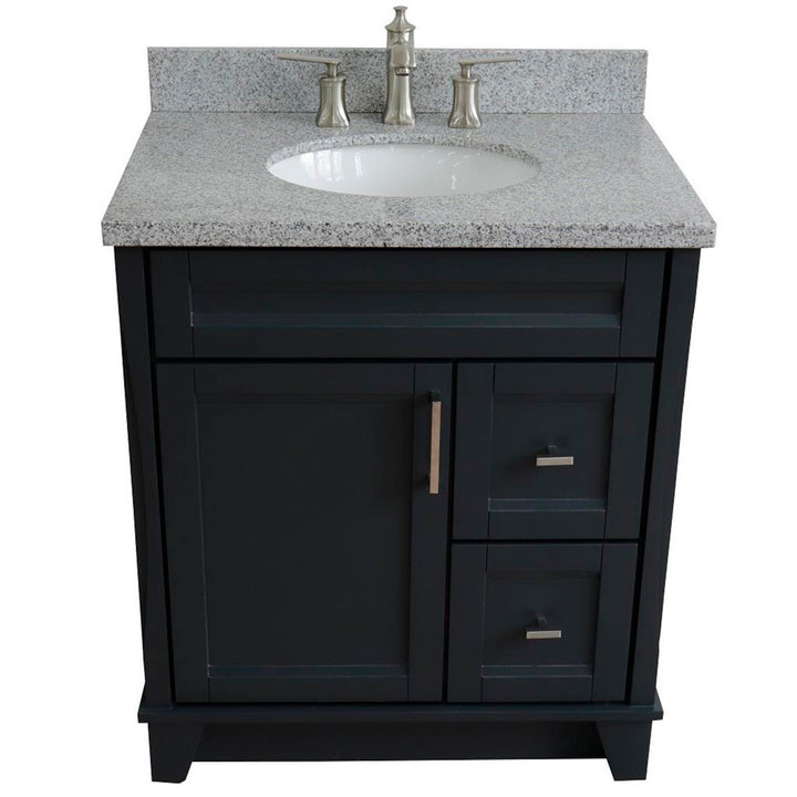 Bellaterra Home, Terni 31" Dark Gray Vanity, Oval Sink, Gray Granite#top-options_gray-granite-top