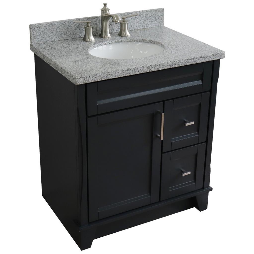 Bellaterra Home, Terni 31" Dark Gray Vanity, Oval Sink, Gray Granite#top-options_gray-granite-top