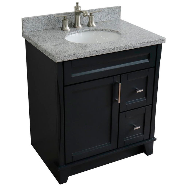 Bellaterra Home, Terni 31" Dark Gray Vanity, Oval Sink, Gray Granite#top-options_gray-granite-top