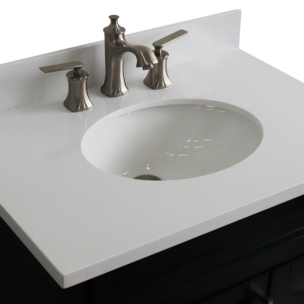Bellaterra Home, Terni 31" Dark Gray Vanity, Oval Sink, White Quartz#top-options_white-quartz-top