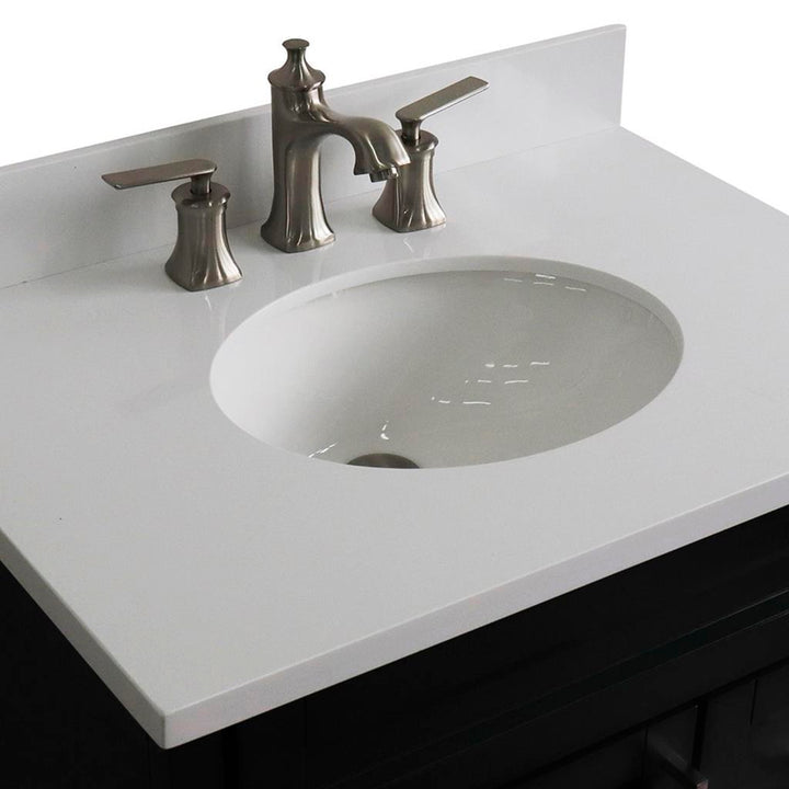 Bellaterra Home, Terni 31" Dark Gray Vanity, Oval Sink, White Quartz#top-options_white-quartz-top