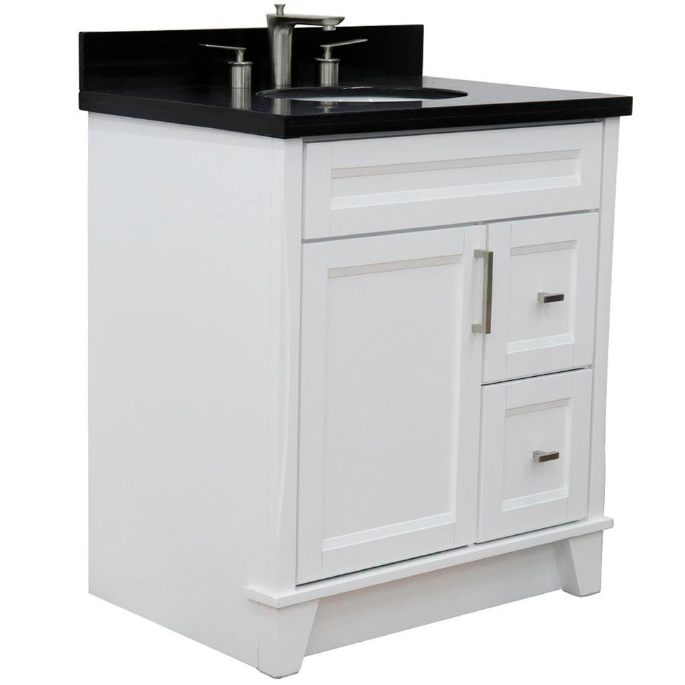 Bellaterra Home, Terni 31" White Vanity, Oval Sink, Black Galaxy Granite#top-options_black-galaxy-granite-top