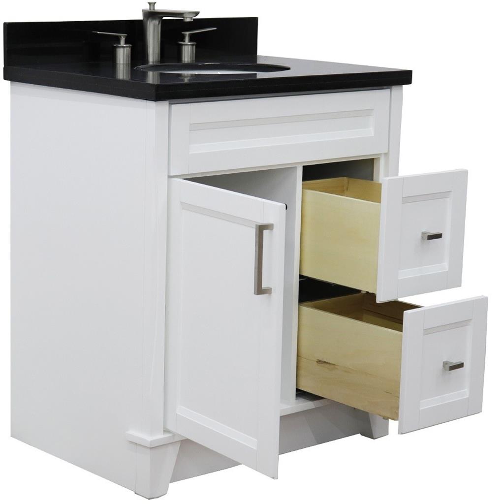 Bellaterra Home, Terni 31" White Vanity, Oval Sink, Black Galaxy Granite#top-options_black-galaxy-granite-top