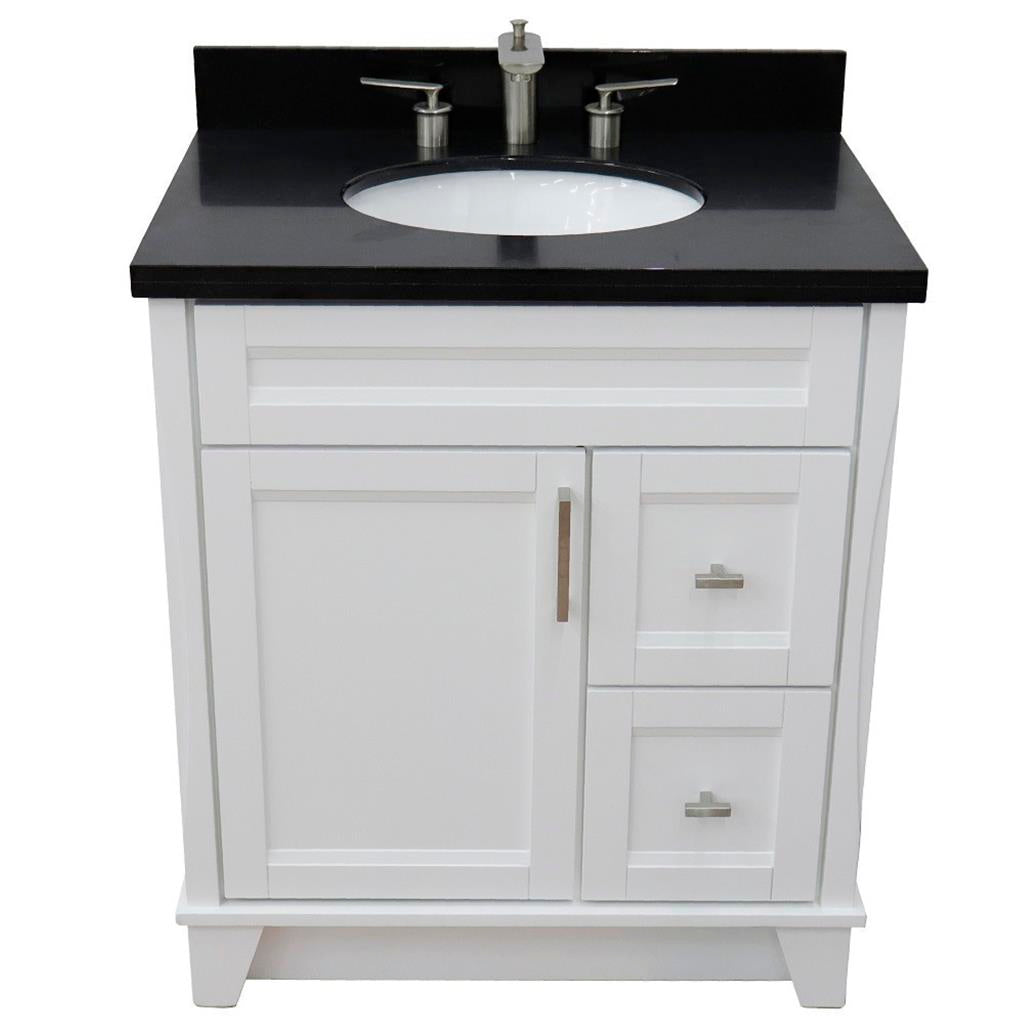 Bellaterra Home, Terni 31" White Vanity, Oval Sink, Black Galaxy Granite#top-options_black-galaxy-granite-top
