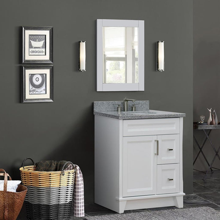 Bellaterra Home, Terni 31" White Vanity, Oval Sink, Gray Granite#top-options_gray-granite-top