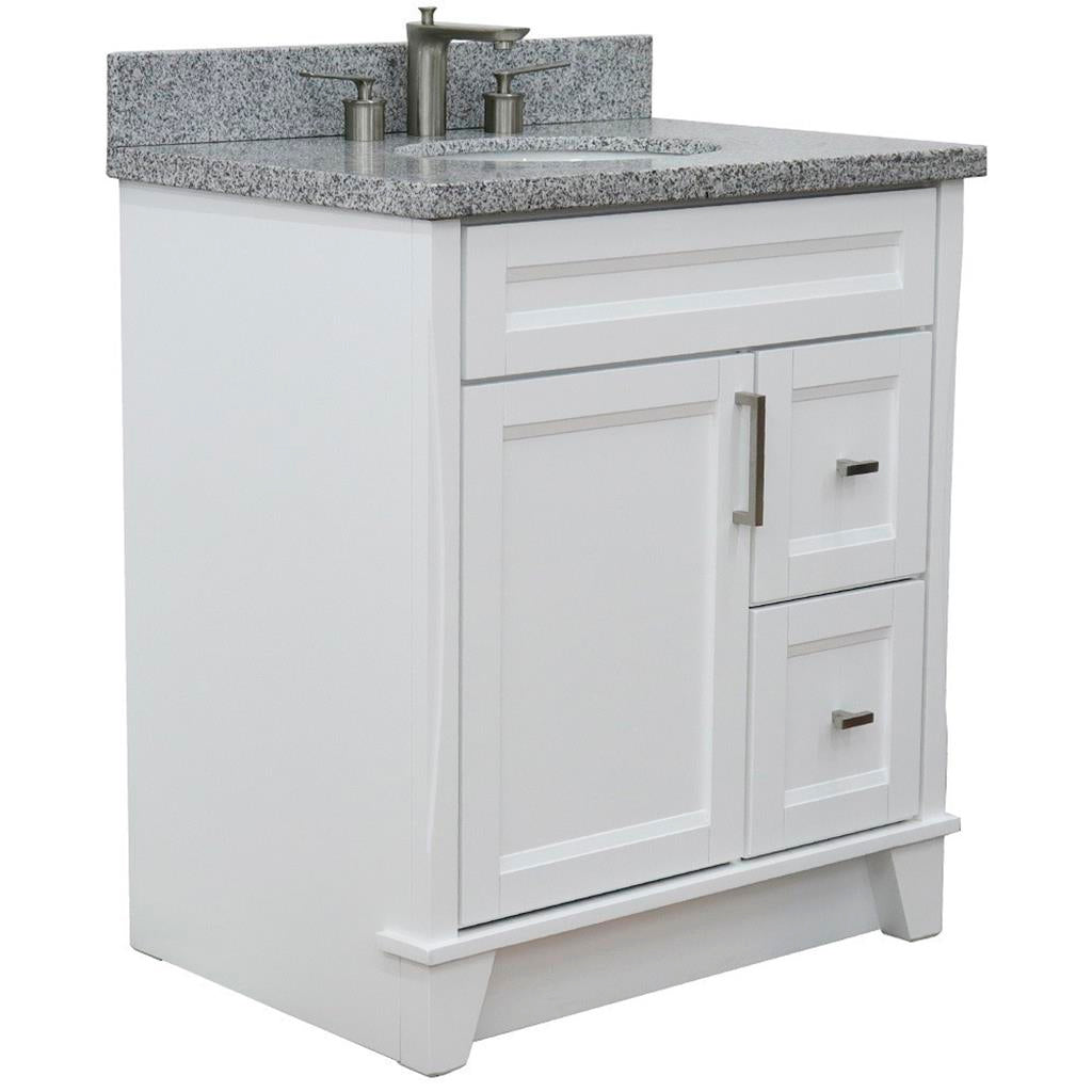 Bellaterra Home, Terni 31" White Vanity, Oval Sink, Gray Granite#top-options_gray-granite-top