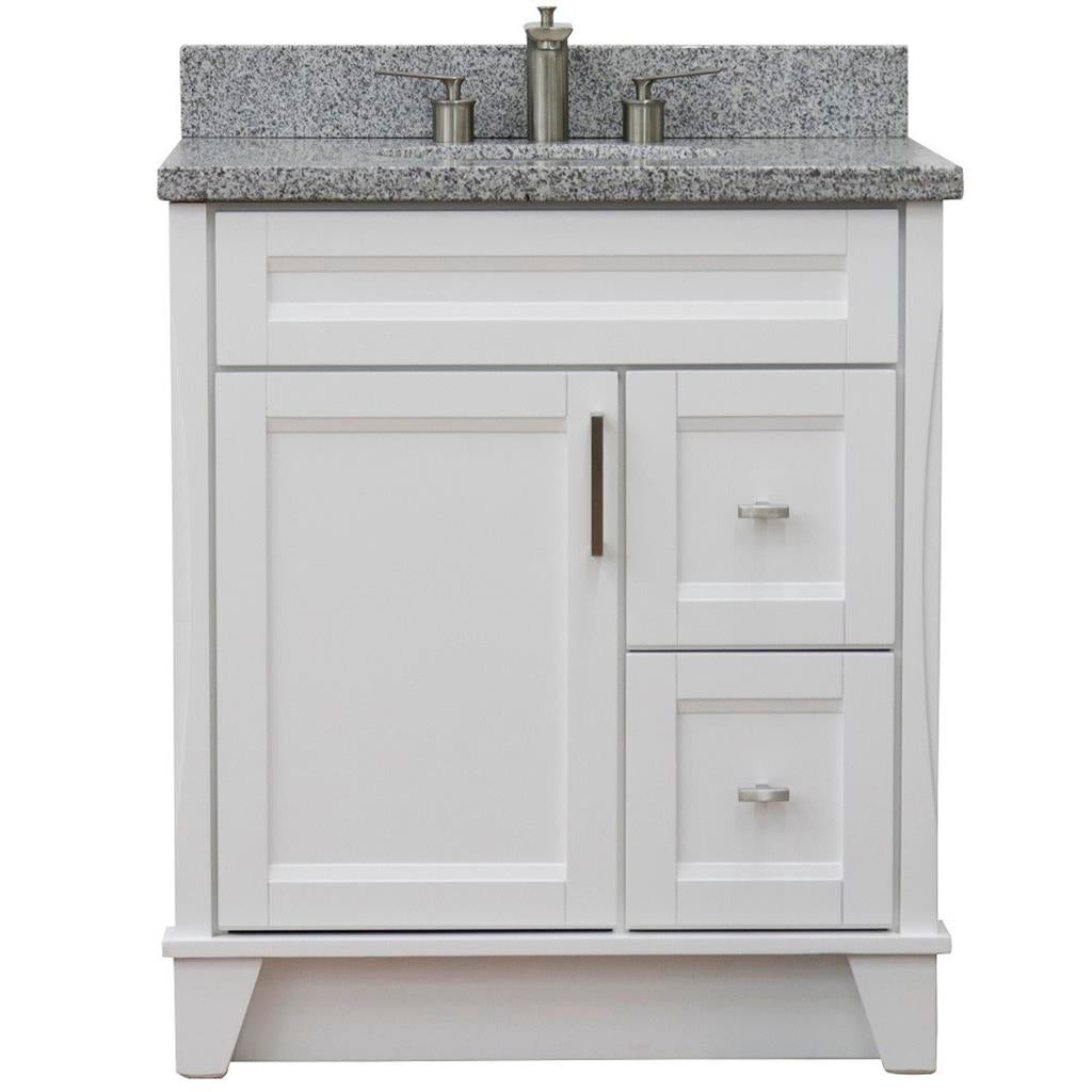 Bellaterra Home, Terni 31" White Vanity, Oval Sink, Gray Granite#top-options_gray-granite-top